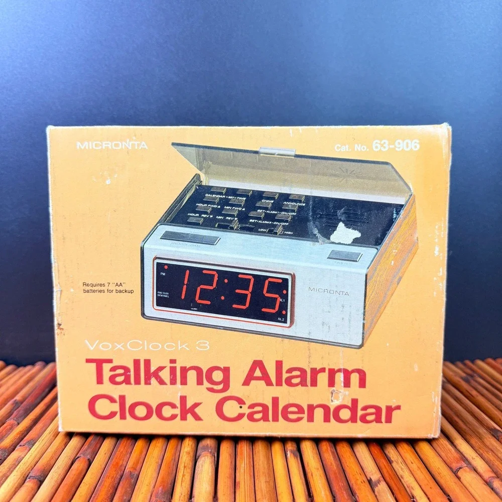 Micronta Talking Alarm Clock VoxClock 3 Silver 63-906 Tested Works! Radio Shack